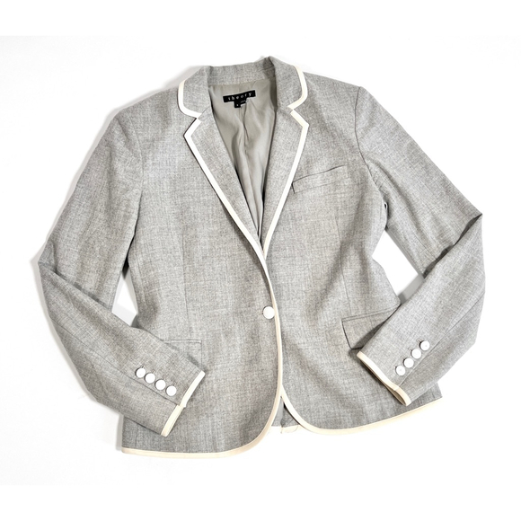 Theory Womans Blazer Wool Blend Gray Cream White RN 98406 - Picture 7 of 13
